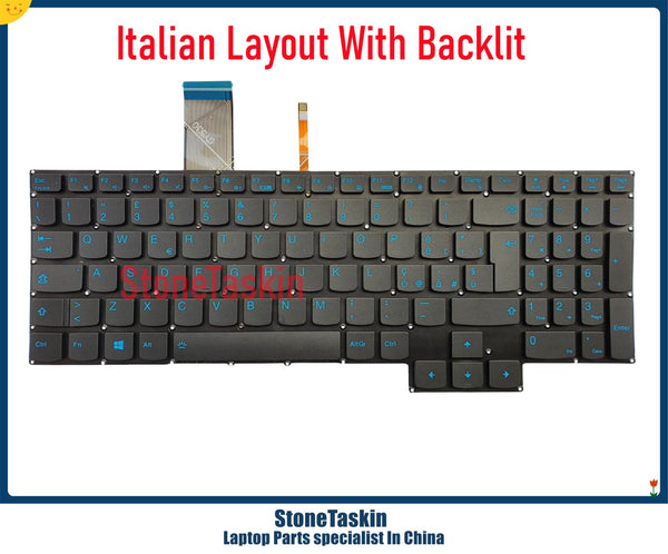 StoneTaskin Italian Layout Keyboard for Lenovo Ideapad Gaming 3-15ARH05 Laptop KB Blue letters Black color with Backlit IT New