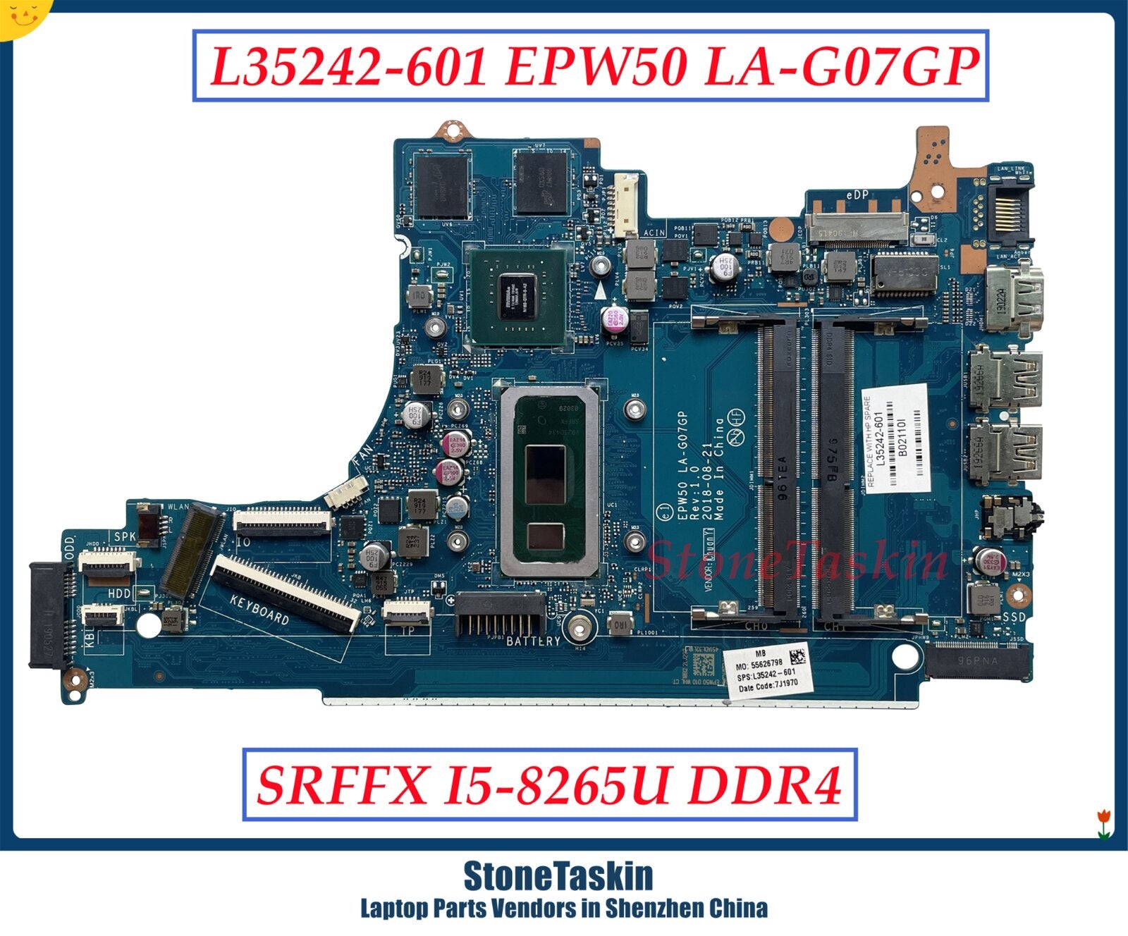 StoneTaskin L35242-601 EPW50 LA-G07GP For HP Pavilion 15-DA Laptop Mot