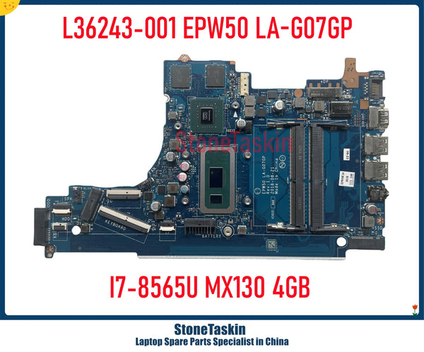 StoneTaskin L35243-601 For HP Pavilion 15-DA Laptop Motherboard EPW50 LA-G07GP With I7-8565U DDR4 MX130 4GB GPU Mainboard MB