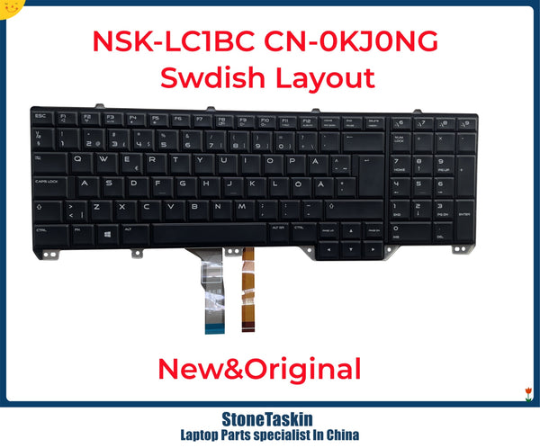 StoneTaskin NSK-LC1BC CN-0KJ0NG For Dell Alienware 17 R2 R3 Laptop Keyboard Swdish SW KB Black color with Backlit 100% Tested