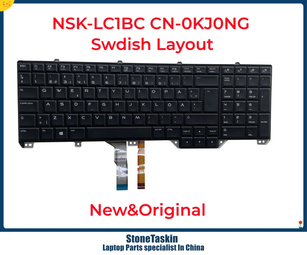 StoneTaskin ORIGINAL StoneTaskin NSK-LC1BC CN-0KJ0NG For Dell Alienware 17 R2 R3 Laptop Keyboard Swdish SW KB Black color with Backlit 100% Tested MB FAST SHIP