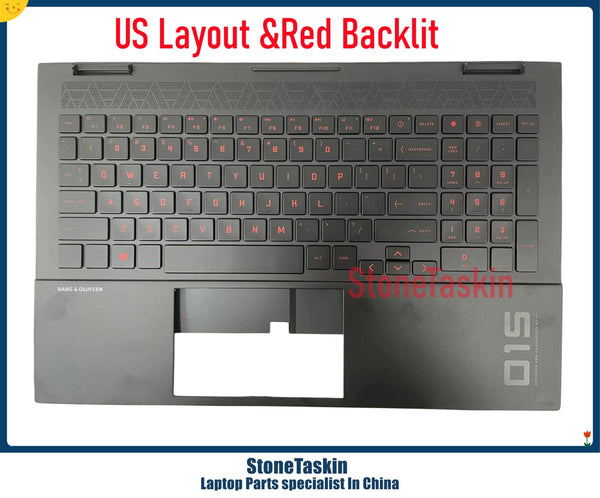 StoneTaskin New  For HP 15-EK TPN-Q236 15-EN TPN-Q238 Laptop Keyboard with Plamrest Upper Cover Touchpad Red Backlit L98946-001