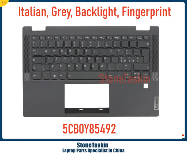 StoneTaskin New Laptop 5CB0Y85492 For Lenovo Ideapad Flex 5 14ITL05 C-Cover With Keyboard Italian Grey Backlight Fingerprint KB