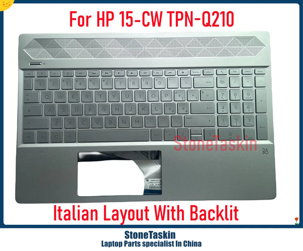 StoneTaskin New Laptop Italian Keyboard For HP Pavilion 15-CW 15-CS TPN-Q208 TPN-Q210 IT With Palmrest Silver GPU Version KB