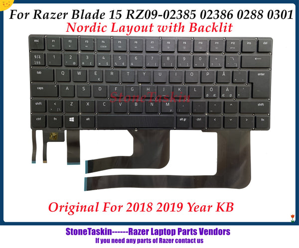 StoneTaskin New NO backlit For Razer Blade 15 RZ09-02385 02386 0288 0301 laptop keyboard 2018 2019 keyboard Black Nordic Tested