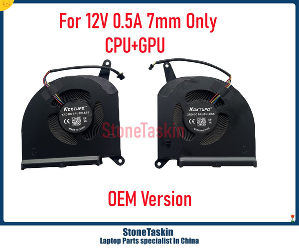 StoneTaskin OEM Replace For Gigabyte Aorus 15G 15P 17P KB RP75 RX7G RX5G RP77 XB CPU GPU Cooling Fan Cooler 12V 0.5A 7mm Upgrade