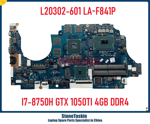 StoneTaskin Original L20302-601 DPK54 LA-F841P For HP Pavilion Gaming 15-CX Laptop Motherboard I7-8750H CPU GTX1050TI 4GB GPU MB