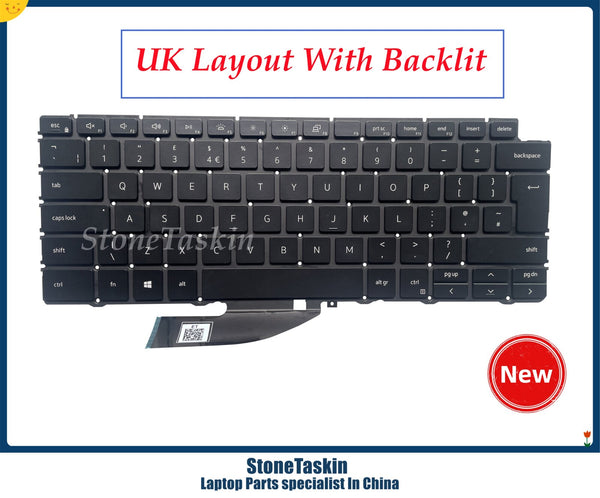 StoneTaskin Original Laptop Keyboard For DELL XPS 13 7390 2-in-1 P103G 0C8WV6 C8WV6 PK132C91A15 NSK-ET0BC UK black with backlit