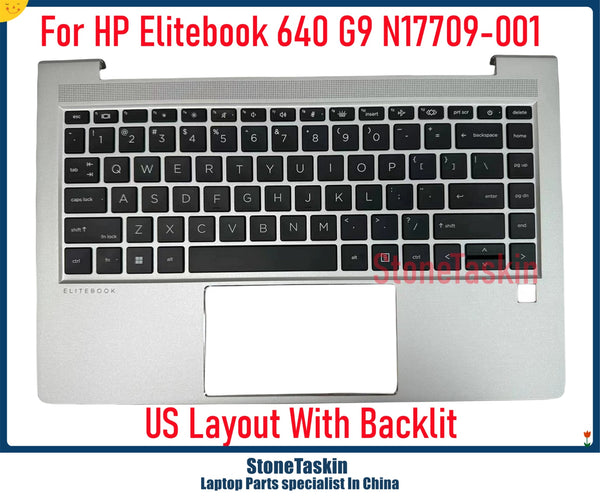 StoneTaskin Original New For HP Elitebook 640 G9 14 inches Laptop Keyboard Sliver Plamrest with Backlit KB N17709-001 Assemeably