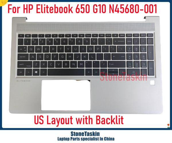 StoneTaskin Original New For HP Elitebook 650 G10 Laptop Keyboard Sliver Plamrest with Backlit KB N45680-001 Assemeably