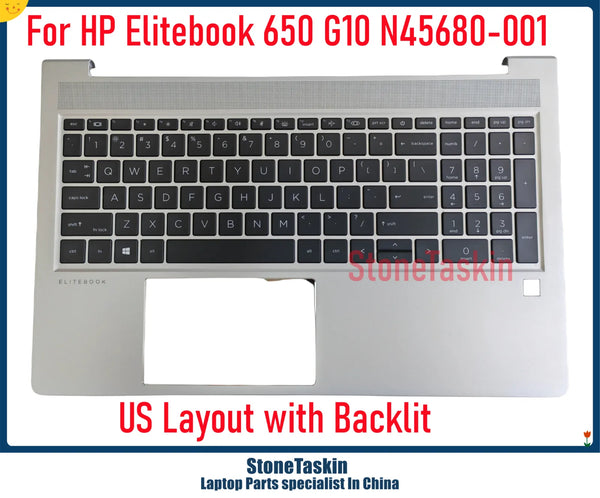 StoneTaskin Original New For HP Elitebook 650 G10 Laptop Keyboard Sliver Plamrest with Backlit KB N45680-001 Assemeably