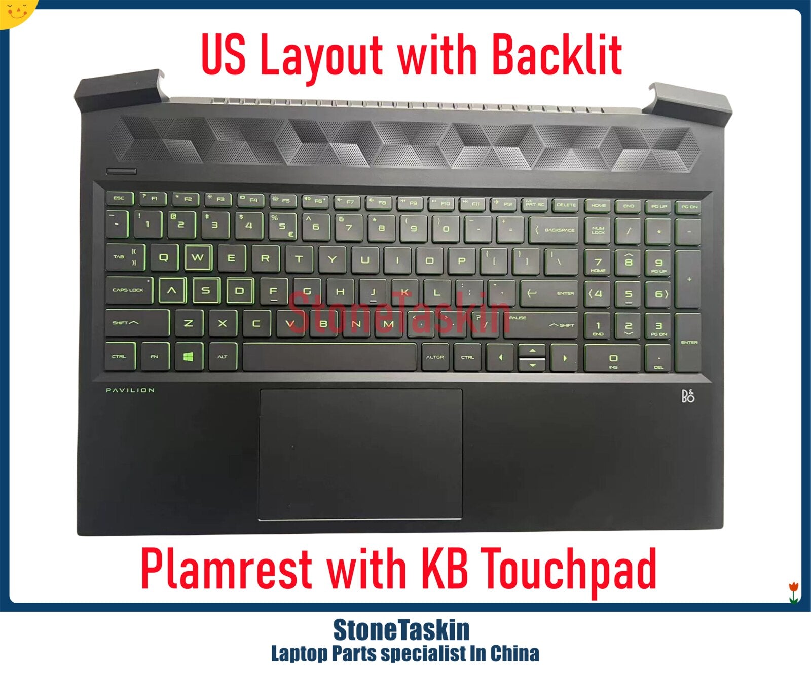 StoneTaskin Original US Standard Keyboard with Backlit Plamrest for HP
