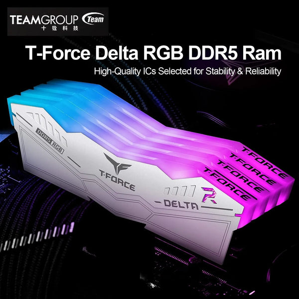 TEAMGROUP T-Force Delta RGB DDR5 Ram 32GB (2x16GB) 6000MHz PC5-48000 CL30 Desktop Memory Module Ram for 600 700 Series Chipset Brand New Original