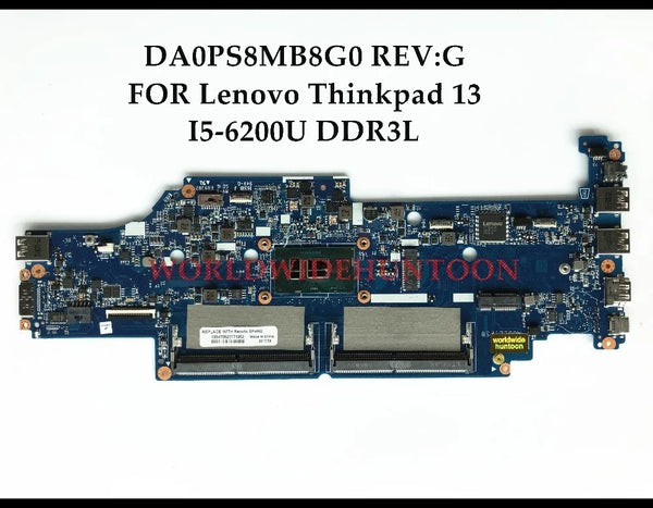 PcParts Used DA0PS8MB8G0 for Lenovo Thinkpad 13 Laptop Motherboard SR2EY I5-6200U DDR3L 100% Fully Tested&Free shipping