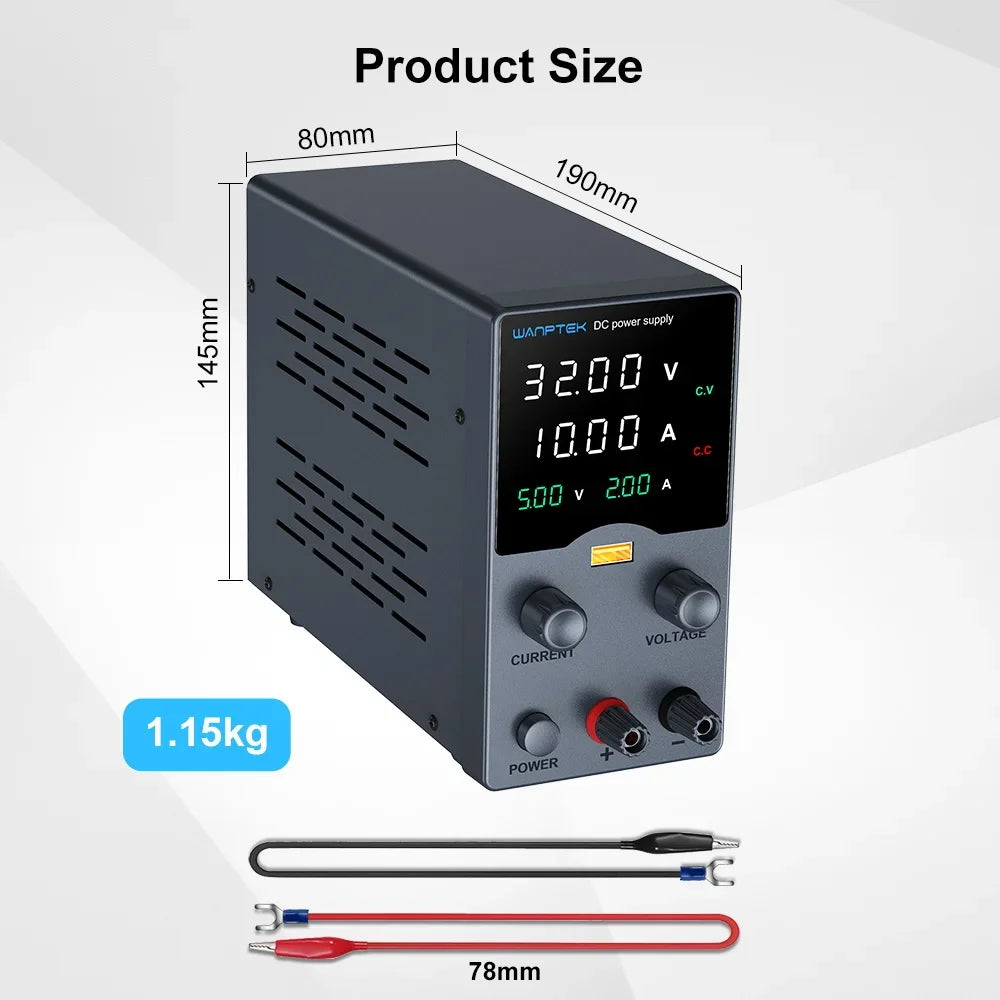 StoneTaskin Wanptek 30V 10A DC Power Supply Adjustable USB charging di