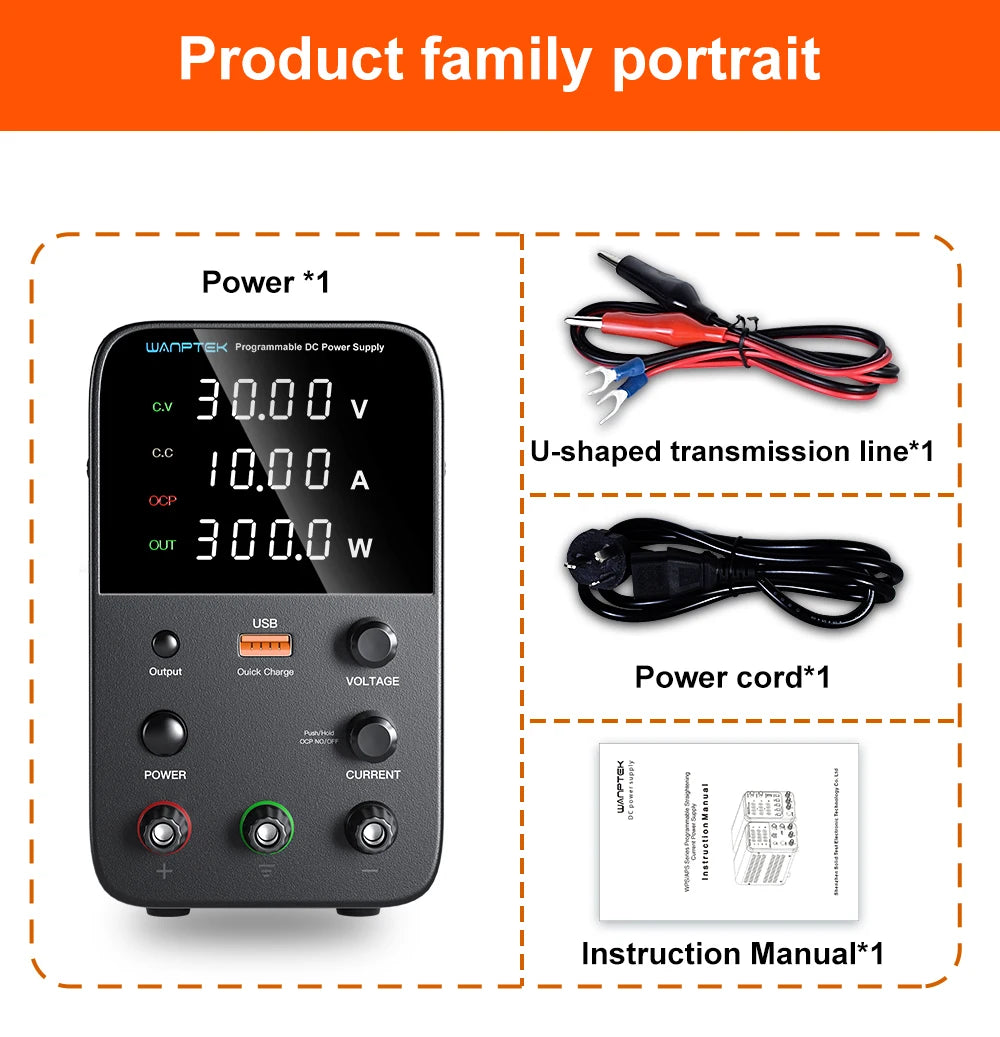 StoneTaskin Wanptek Adjustable DC Power Supply 60V 5A Lab Bench Power