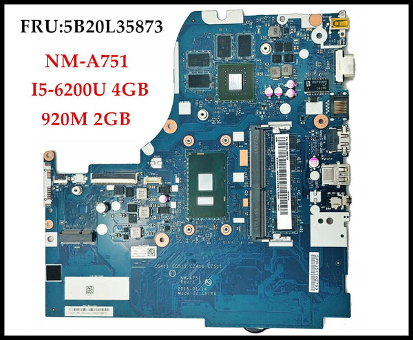 StoneTaskin Wholesale NM-A751 for Lenovo Ideapad 310-15ISK Laptop Motherboard FRU:5B20L35873 SR2EY I5-6200U DDR4L 4GB 920M 2GB Fully Tested