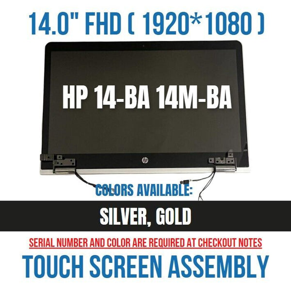 StoneTaskin For HP Pavilion x360 14-ba253cl 14" FHD LCD Touch Screen Complete Assembly Sliver