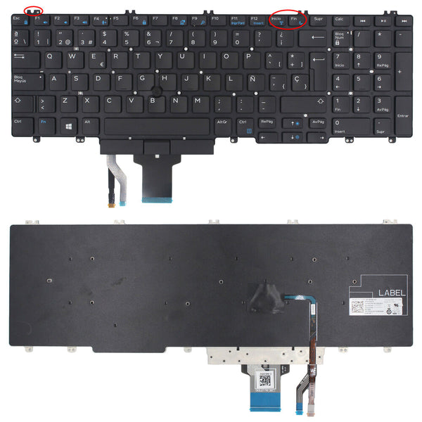 StoneTaskin Black Spanish Keyboard For Dell Precision 7530 7540 7730 7740 SP Layout With Backlit and Mouse Pointer Teclado Español