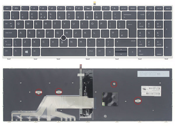 StoneTaskin Wholesale Original Black UK Backlit Laptop Keyboard Silver Frame Track Point For HP ProBook 650 G4 G5 KB