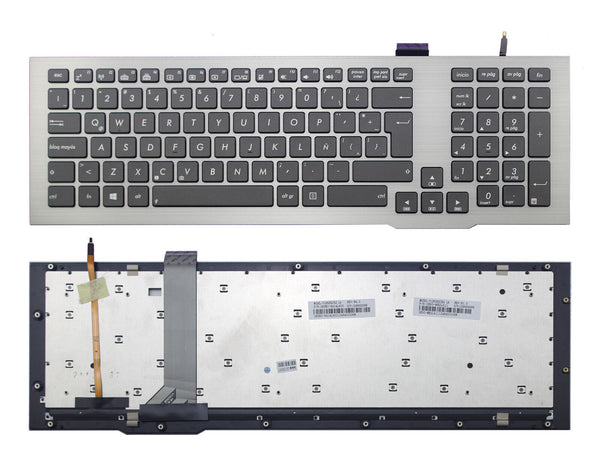 StoneTaskin Original Brand NewBlack Backlit Latin Spanish Laptop Keyboard Silver Gray Frame For ASUS G75 G75VW G75VX KB