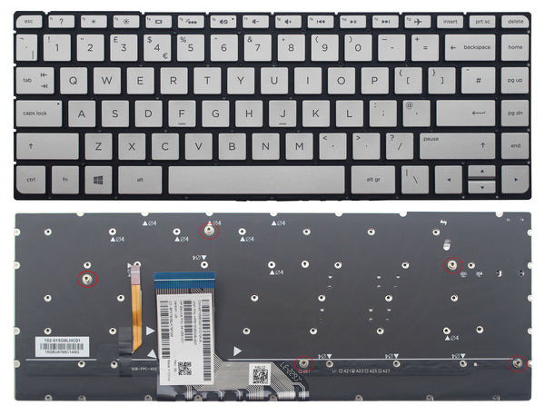 StoneTaskin Wholesale Original Silver Backlit UK Laptop Keyboard For HP Spectre 15-ap000 x360 KB