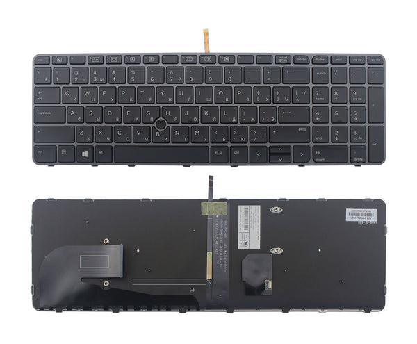 StoneTaskin Wholesale Original Brand New Black Backlit Russian Laptop Keyboard Grey Frame For HP ZBook 15u G3 G4 KB