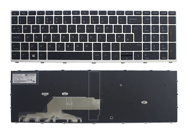 StoneTaskin Wholesale Original Black UK Laptop Keyboard Silver Frame For HP ProBook 450 G5 455 470 650 G4 KB