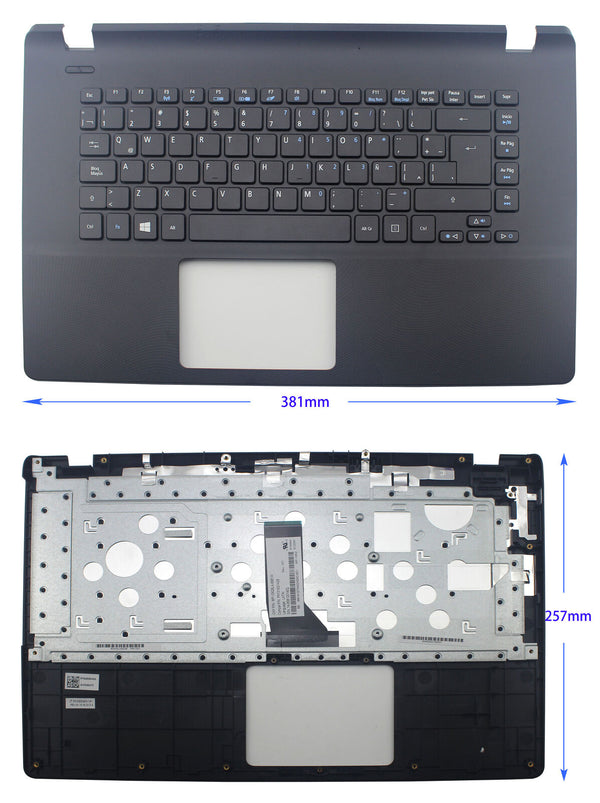 StoneTaskin Original Brand NewBlack Latin Spanish Laptop Keyboard Black Palmrest For Acer Aspire ES1-521 ES1-522 KB