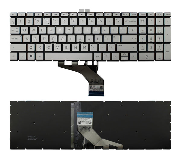 StoneTaskin Original Brand NewSilver Backlit UK Laptop Keyboard For HP 15s-dr1000 15s-dr2000 15s-dr3000 15s-du0000 Notebook KB