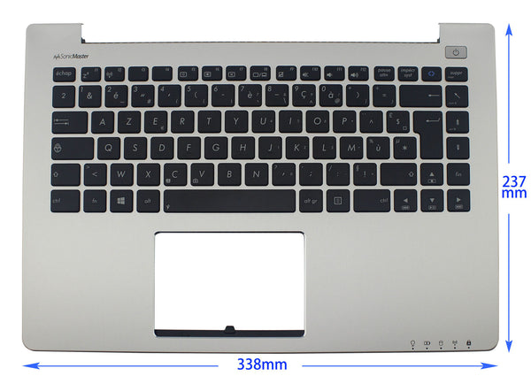 StoneTaskin Wholesale Brand New Black French Laptoap Keyboard Silver Palmrest For ASUS S400 S400CA KB