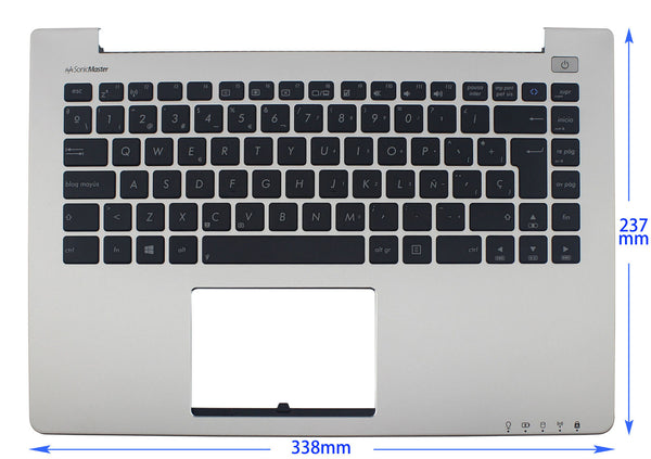 StoneTaskin Wholesale Brand New Original Black Spanish Keyboard Silver Palmrest For ASUS S400 S400CA