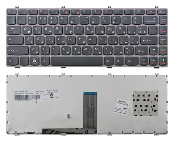 StoneTaskin Wholesale Original Brand New Black Russian Laptop Keyboard Grey Frame For Lenovo ideapad Y470M Y470N Y470P Y471 KB