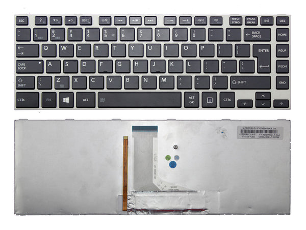 StoneTaskin Original Brand New  Black Backlit UI Keyboard Silver Frame For Toshiba Satellite M800 M805  Notebook KB Free Fast Shipping