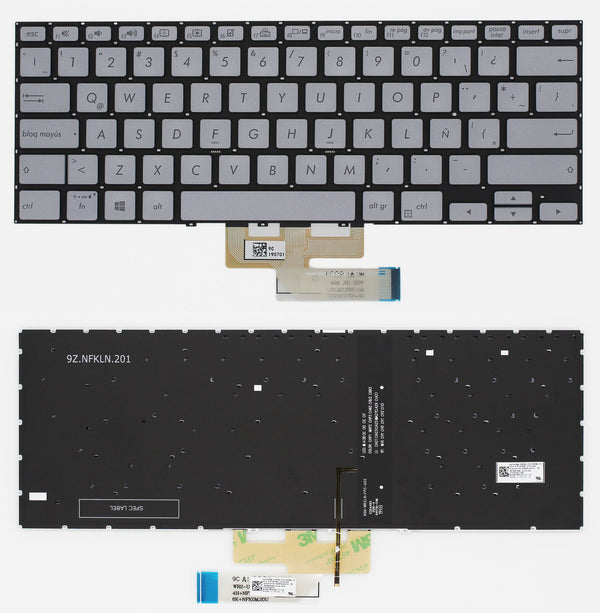 StoneTaskin Original Brand NewSilver Latin Spanish Backlit Laptop Keyboard For ASUS ZenBook Flip 14 UM462 UM462DA Notebook KB