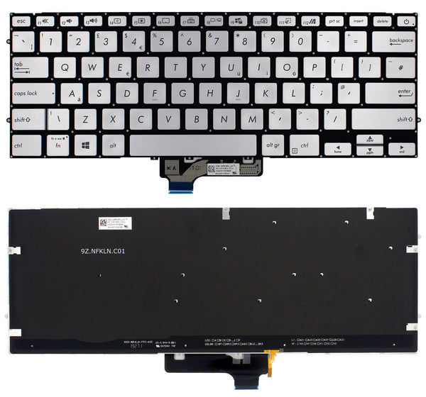 StoneTaskin Original Brand NewSilver UK Backlit Laptop Keyboard For ASUS ZenBook 14 UX431FA UX431FAC UX431FL UX431FLC Notebook KB