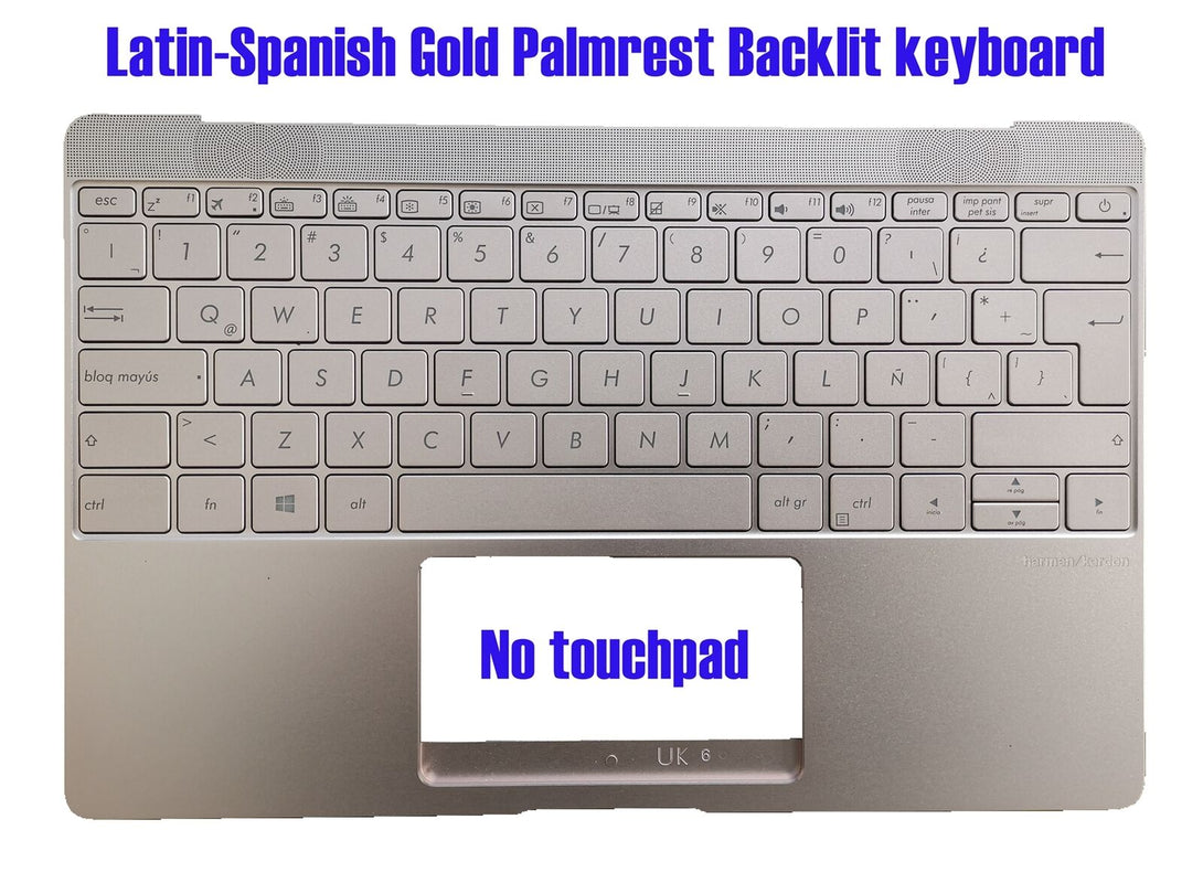 Latin Script Keyboard Cover StoneTaskin Original Brand New Latin-Spanish Gold Palmrest Backlit key