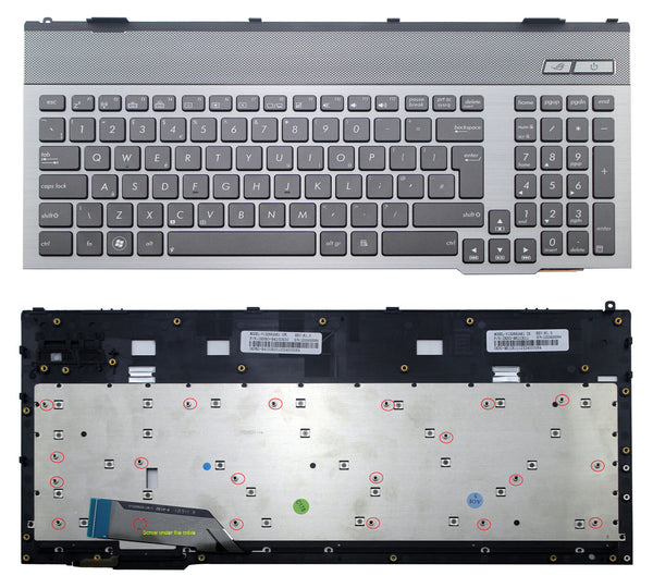 StoneTaskin Wholesale Original Black Backlit UK Laptop Keyboard Silver Frame For ASUS G55 G55VW G57 G57VW KB