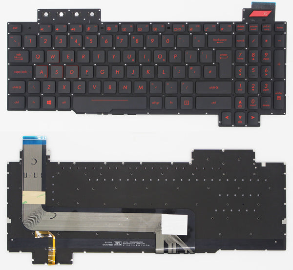 StoneTaskin Original Brand New Black Backlit UK Keyboard Red Font For ASUS FX503 FX503V FX503VD FX503VM