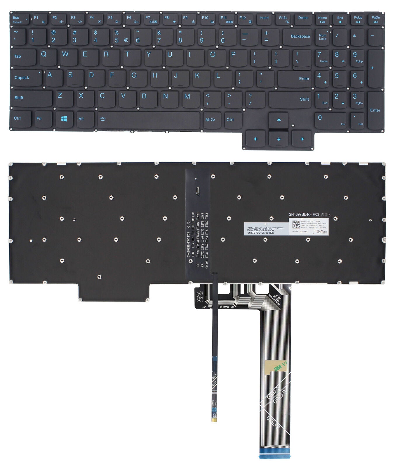 StoneTaskin Original Black Backlit US Keyboard Blue Font For Lenovo Le