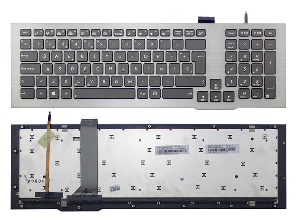 StoneTaskin Brand New Original Black Backlit Spanish Keyboard Silver Gray Frame For ASUS G75 G75VW G75VX