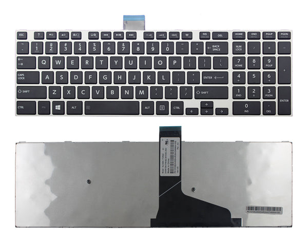 StoneTaskin Original Brand New Black US Laptop Keyboard Silver Frame For Toshiba Satellite L55-A L55D-A L55DT-A L55T-A Notebook KB