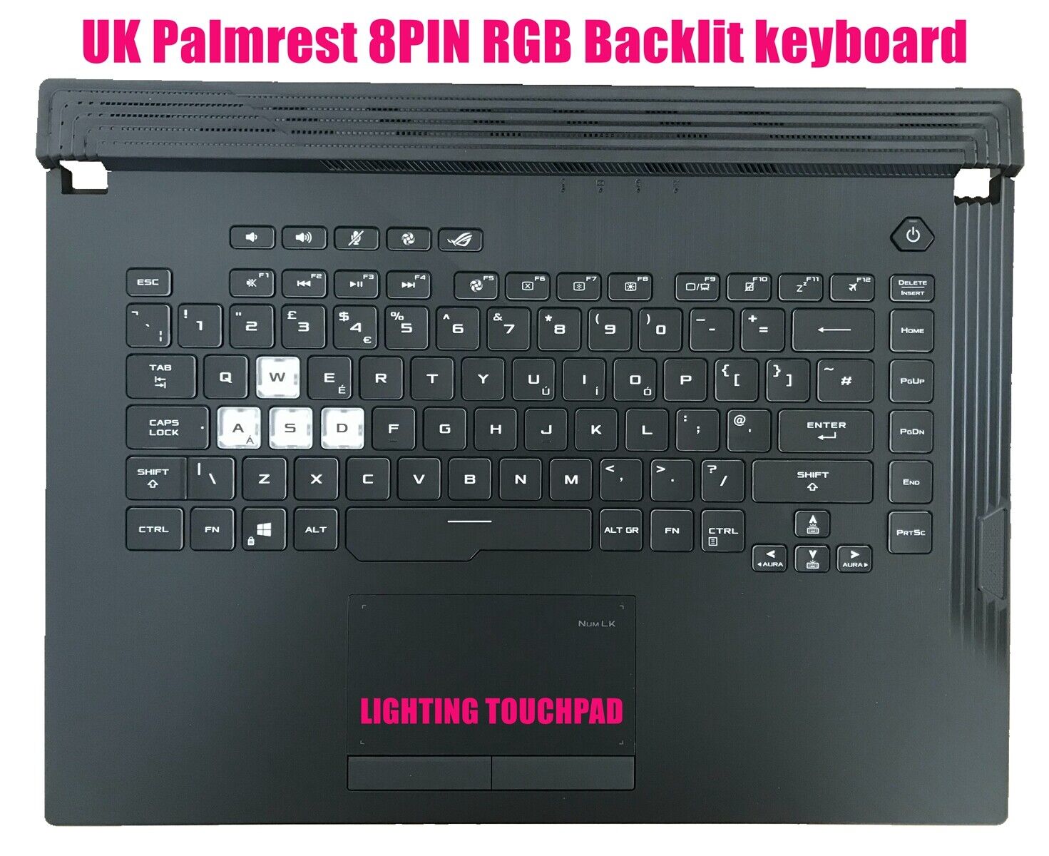 StoneTaskin Original Brand New UK Palmrest 8pin RGB Backlit keyboard f