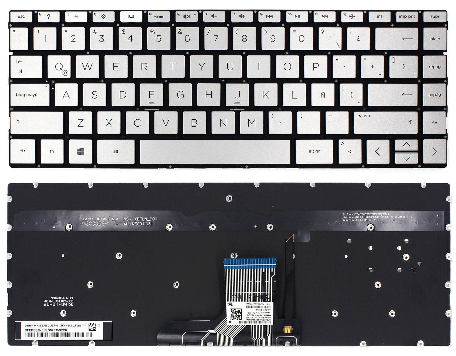 Hp Latin Code StoneTaskin Original Silver Backlit Latin Spanish Keyboard For HP ENVY