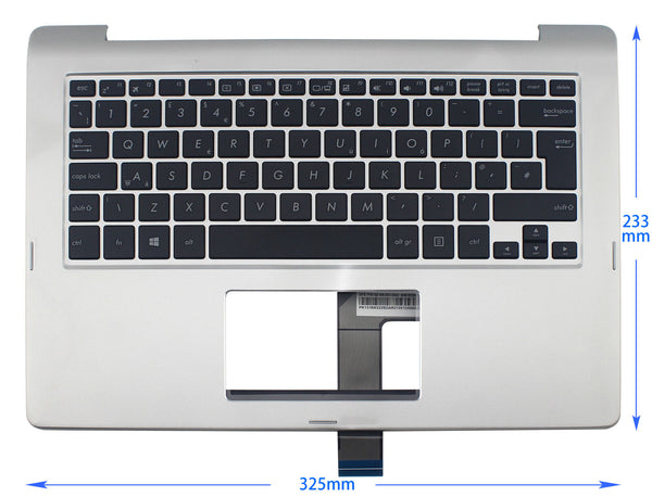 StoneTaskin Wholesale Original Black UK Laptop Keyboard Silver Palmrest For ASUS TP300 TP300LA TP300LD TP300LJ TP300UA KB