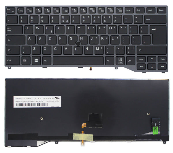 StoneTaskin Original Brand New Black US-Intl Laptop Keyboard Grey Frame For Fujitsu Lifebook E548 E549 Notebook KB