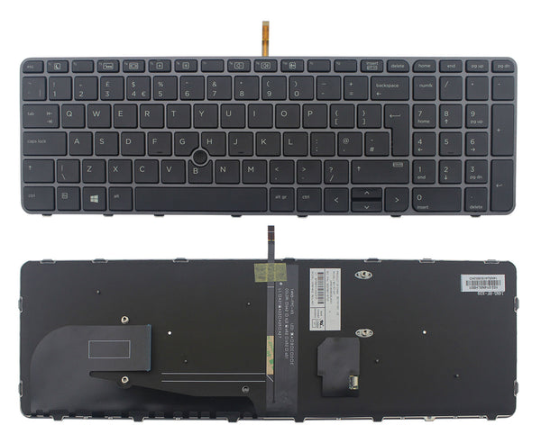 StoneTaskin Wholesale Original Black UK Backlit Laptop Keyboard Grey Frame Track Point For HP EliteBook 755 G3 G4 850 KB
