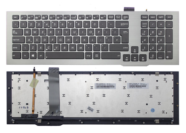 StoneTaskin Original Brand New  Black Backlit UK Keyboard Silver Gray Frame For ASUS G75 G75VW G75VX  Notebook KB Free Fast Shipping