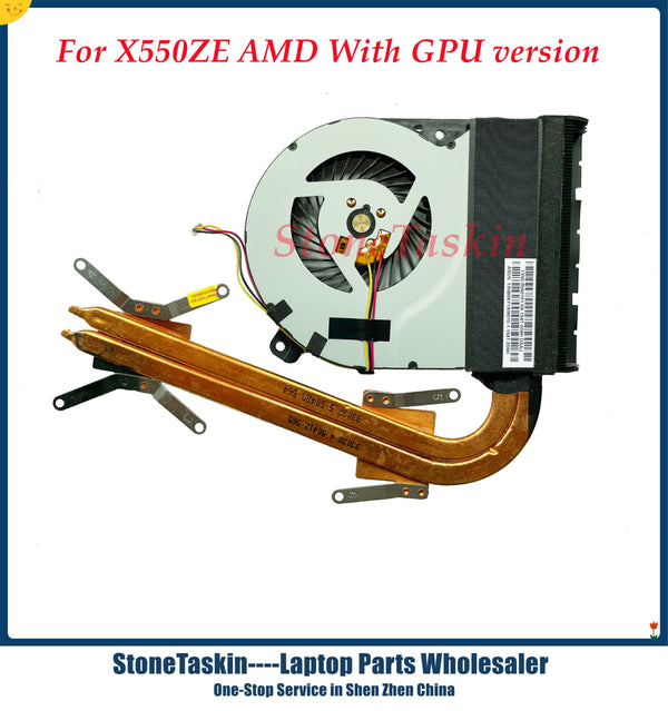 StoneTaskin 95% New Original free shipping laptop heatsink cooling fan cpu cooler For ASUS X550ZE Laptop With GPU version heatsink Tested