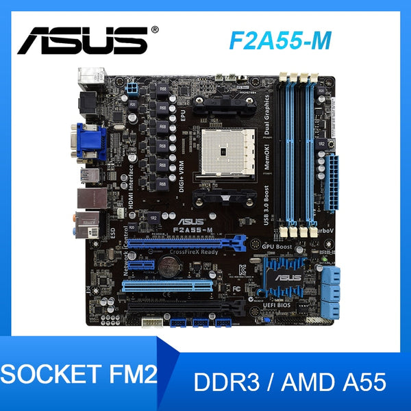 Оригинальная материнская плата ASUS F2A55-M для настольных ПК Socket FM2 DDR3 RAM AMD A55 с поддержкой процессора AMD AthlonX4 760K PCI-E 2,0 USB3.0 uATX Материнская плата 